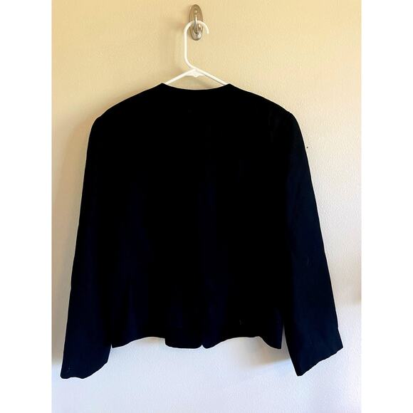 Vintage VTG Harve Benard Classic Black Linen Blend Full Zip Jacket Womens 14 - Picture 5 of 5